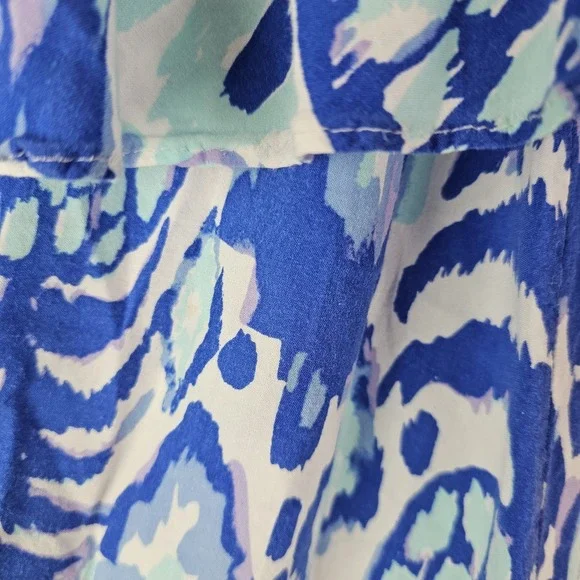 Lilly Pulitzer Quincy Serene Blue Tropi Call Me Dress Womens XS Engineered Print - Picture 4 of 7